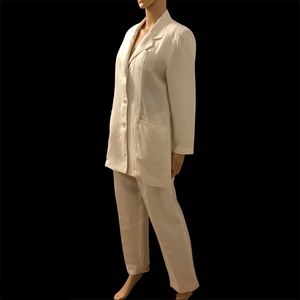 Vintage Linen High Waist Pants Blazer Set Sz 29” M